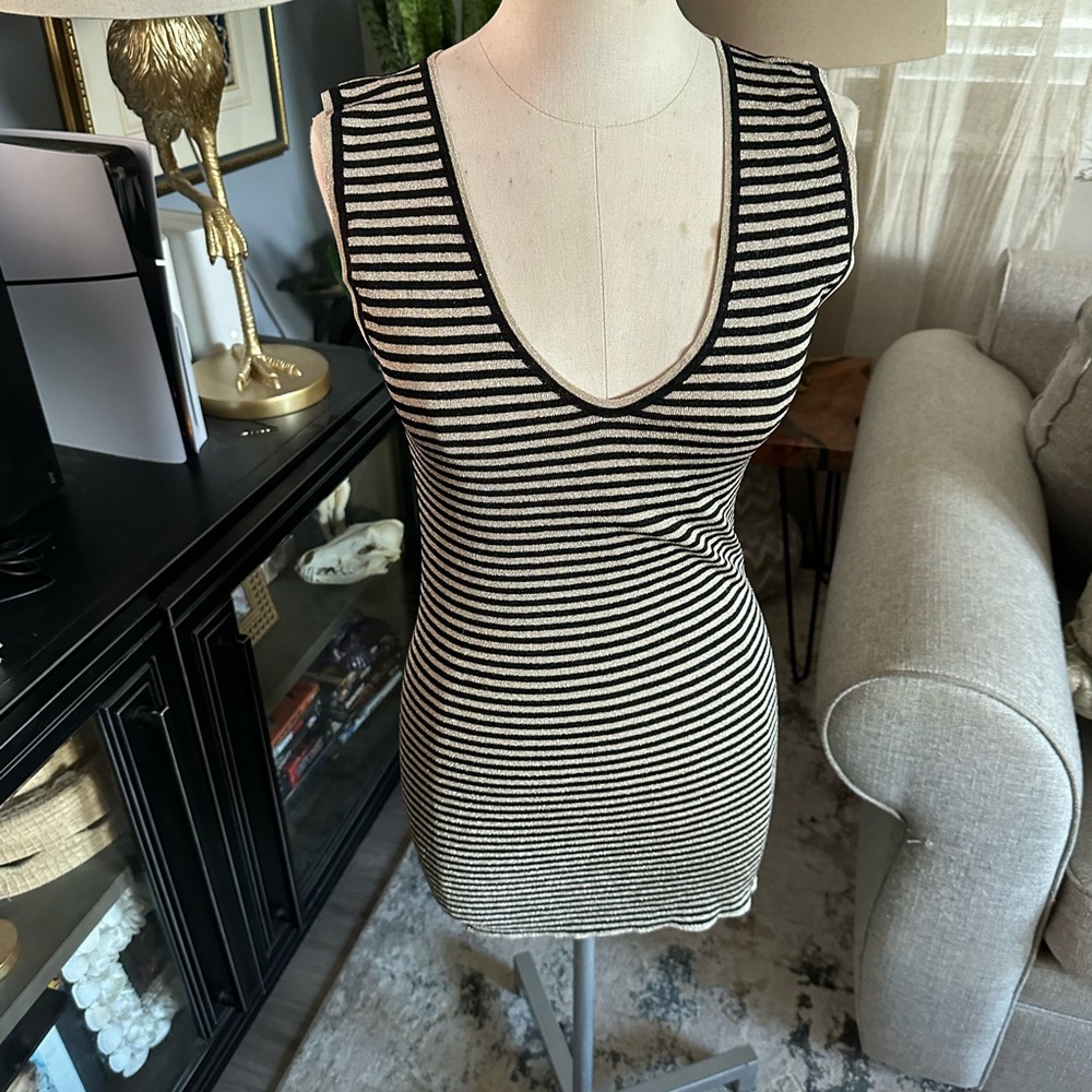 Brunello Cucinelli Black and Cream Striped Camisole